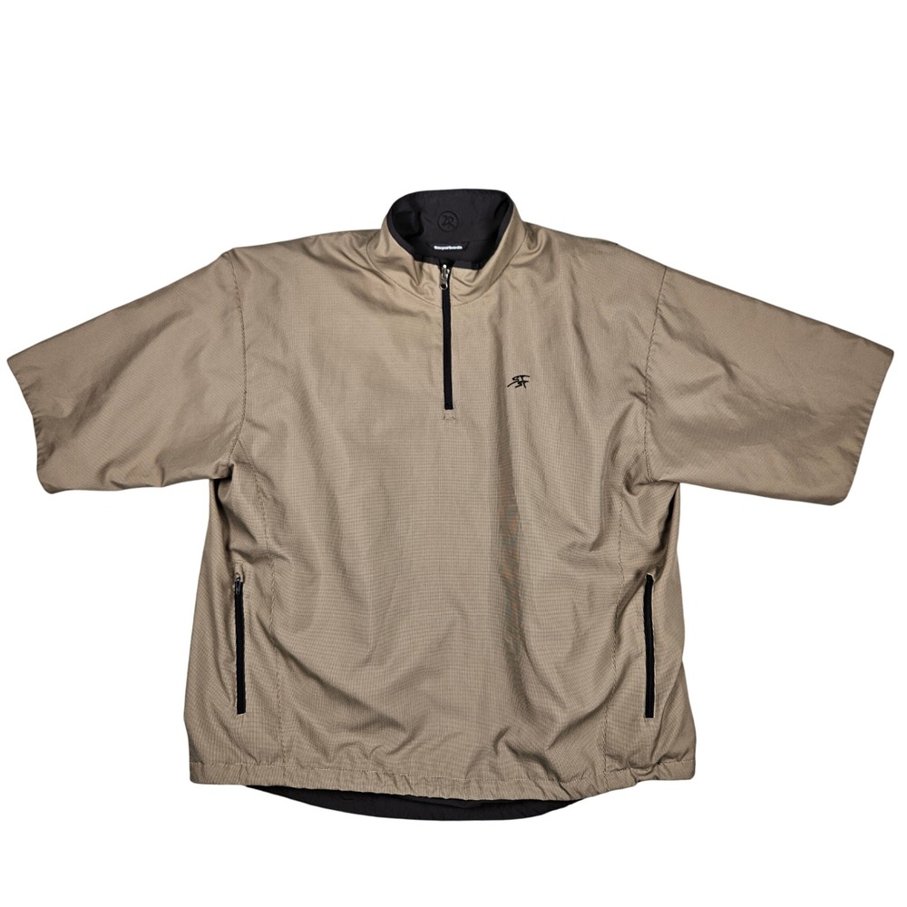 Zero Restriction Men XL Tan Black Waterproof Reversible Short Sleeve Golf Jacket